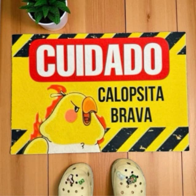 Tapete capacho para porta de entrada - calopsita