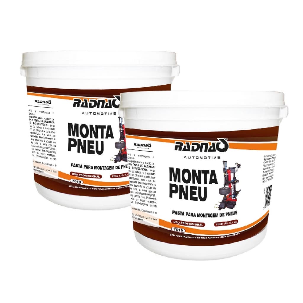 Kit 2 Pasta Montagem Monta Pneu Lubrificante Gel Balde 2,5kg Branco