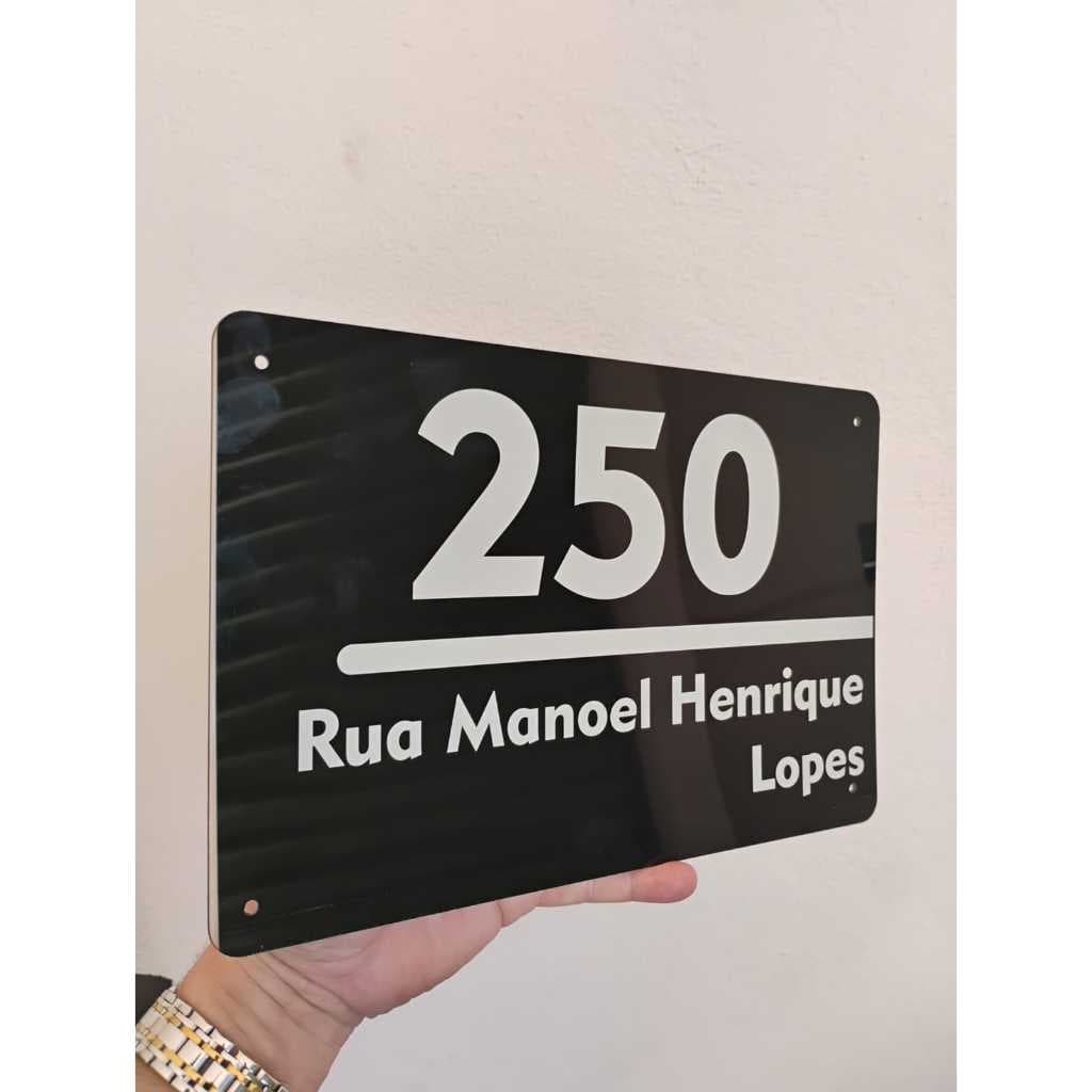 Placa em Acrilico Preto Para Endereço Número de Casa, Condomínios e empresa