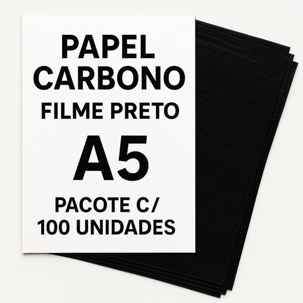 100 Unidades de Papel Carbono Filme Preto A5 14,8x21 cm Carbono para Cópias Documentos Escritório