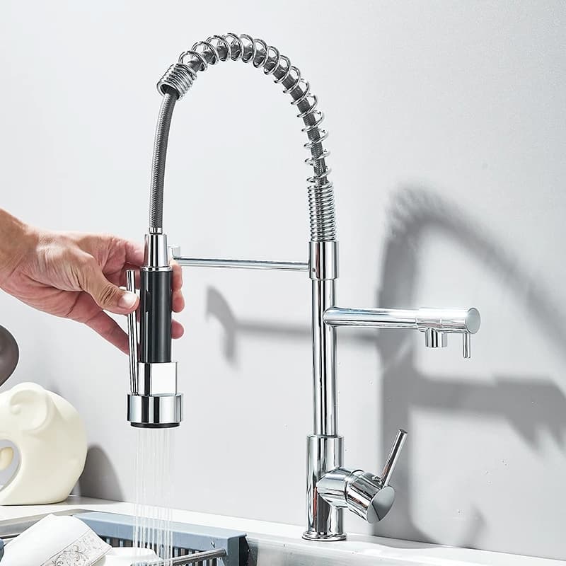 Torneira Cozinha Gourmet Monocomando Com Spray Extensor Inox Flexível Misturador Água Quente e Fria 360 Giratória