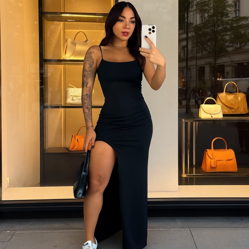Vestido Feminino Fenda Longo Modelador Encorpado