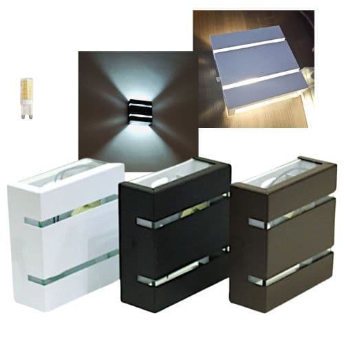 Luminária Arandela de Parede Muro Slim 2 Fachos 2 Frisos 110/220V + Lampada Led G9