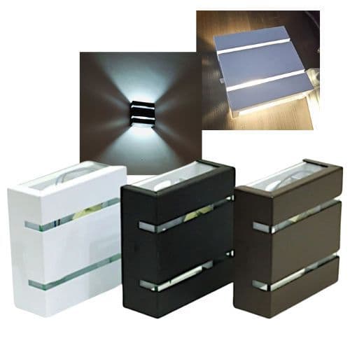 Kit 10 Luminária Arandela de Parede Slim 2 Fachos 2 Frisos | Bivolt 110/220V p/ Muro e Fachada