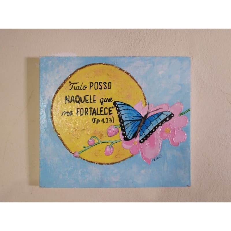 Quadro decorativo para sala com frase bíblica