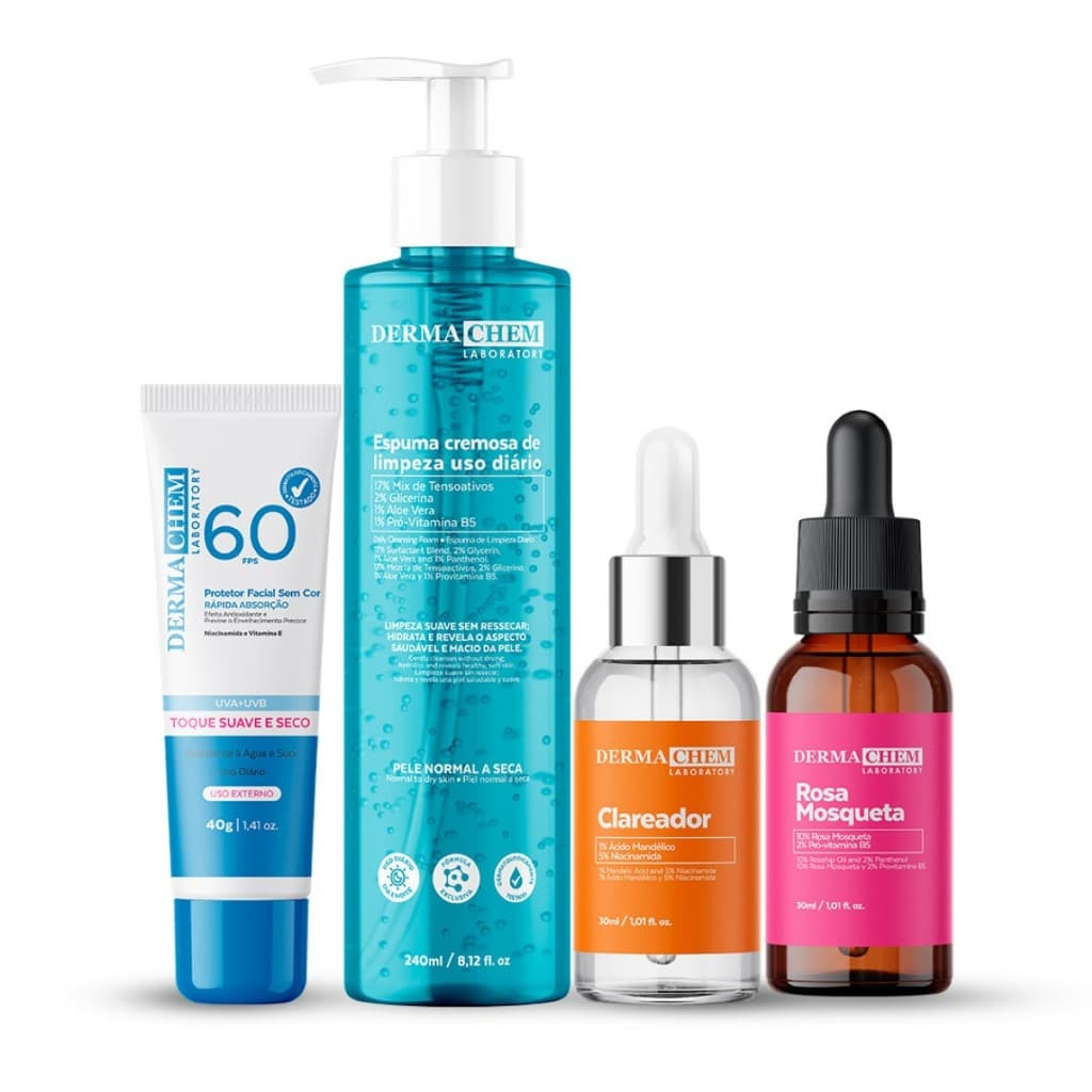 Kit Clareador Facial Protetor + Espuma de Limpeza + Séruns