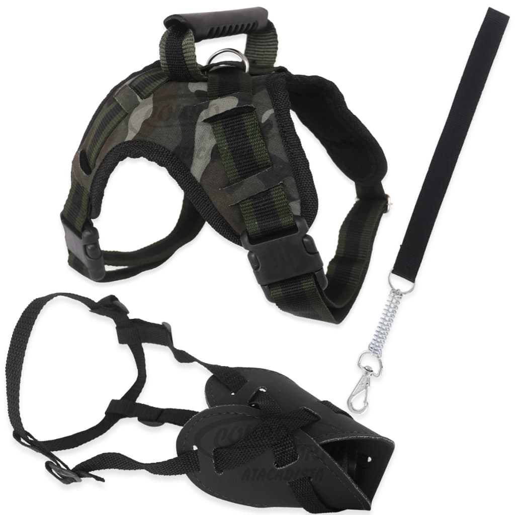 Peitoral Tático com Guia Antipuxão e Focinheira para Cães Médios e Grandes – Kit Ideal para Passeios e Adestramento