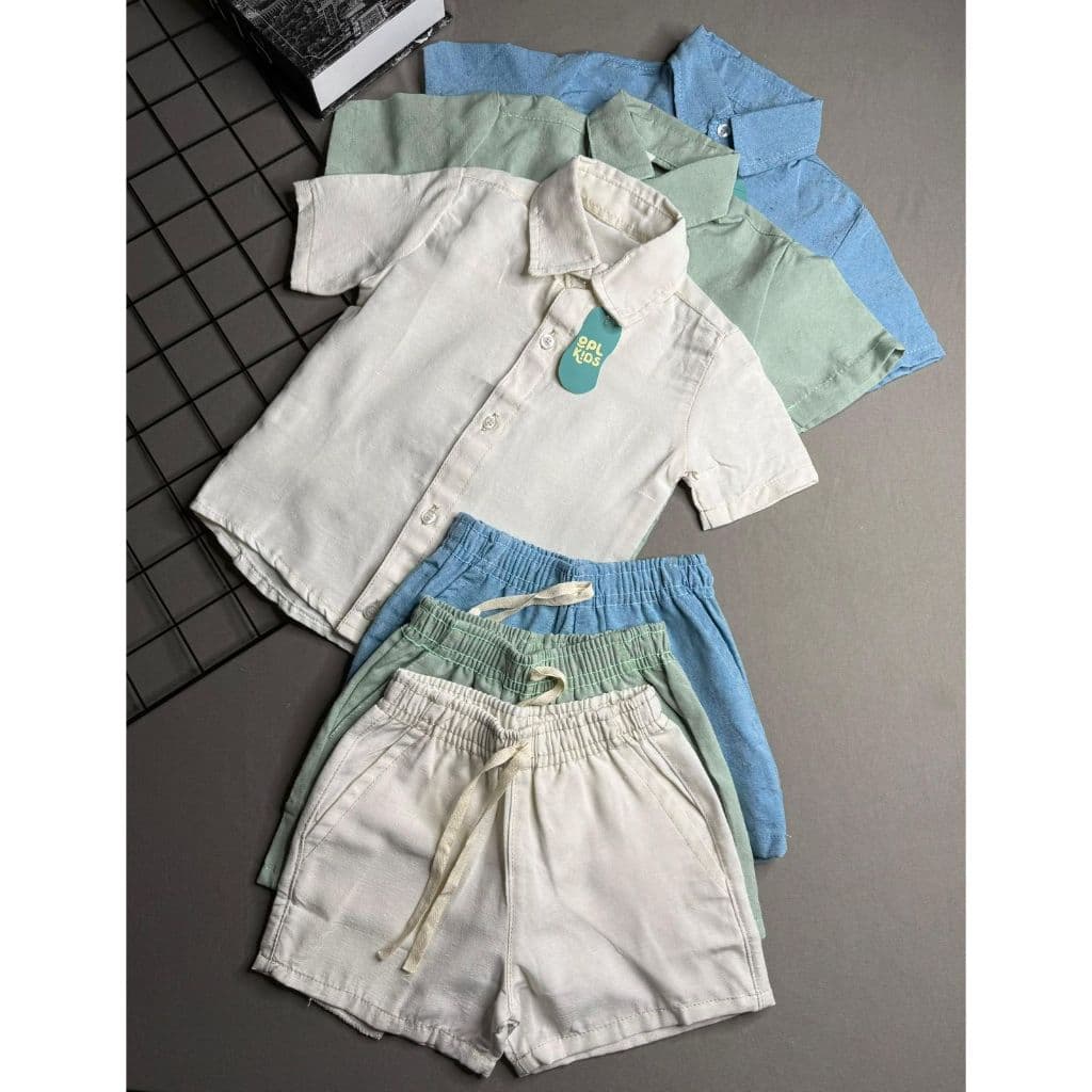 Conjunto Infantil Linho Camisa e Short Menino Opl Kids