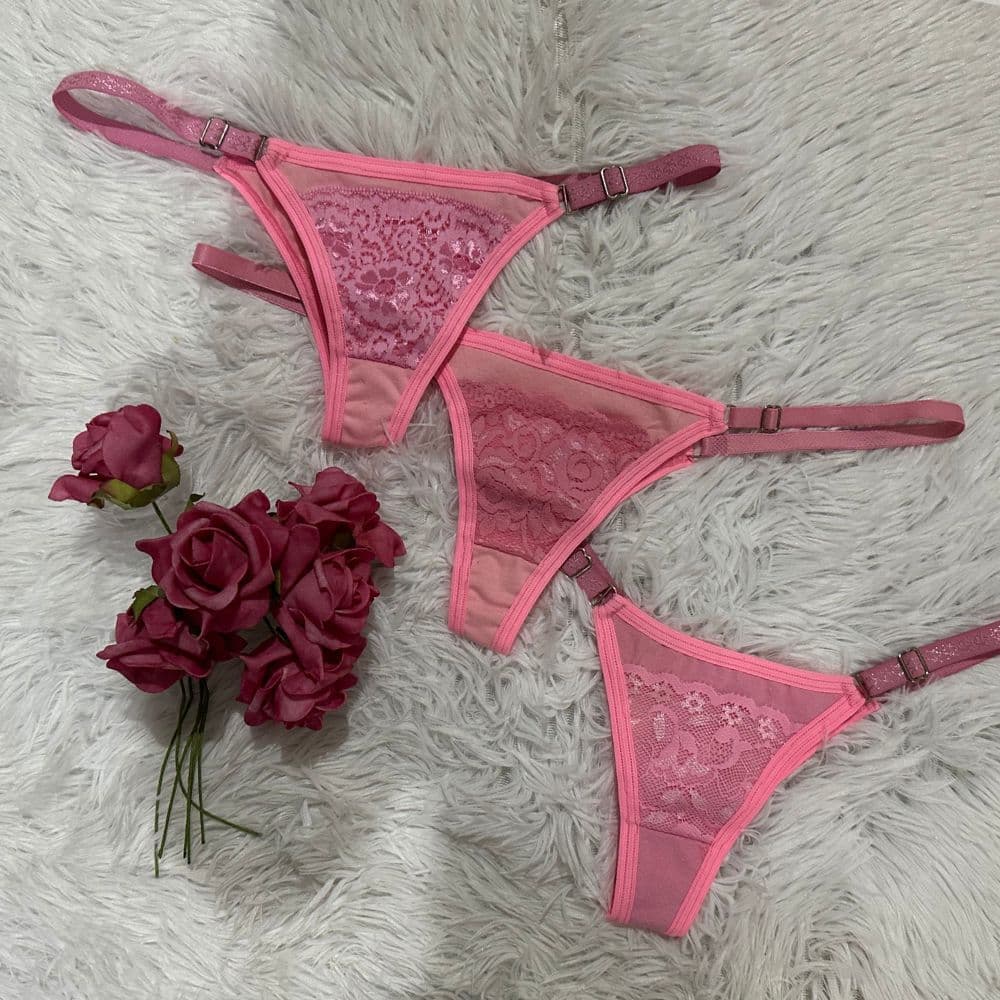 Kit 20 Micro Calcinhas Tipo Tanga em Cotton e Bolso Feito em Renda - VP001
