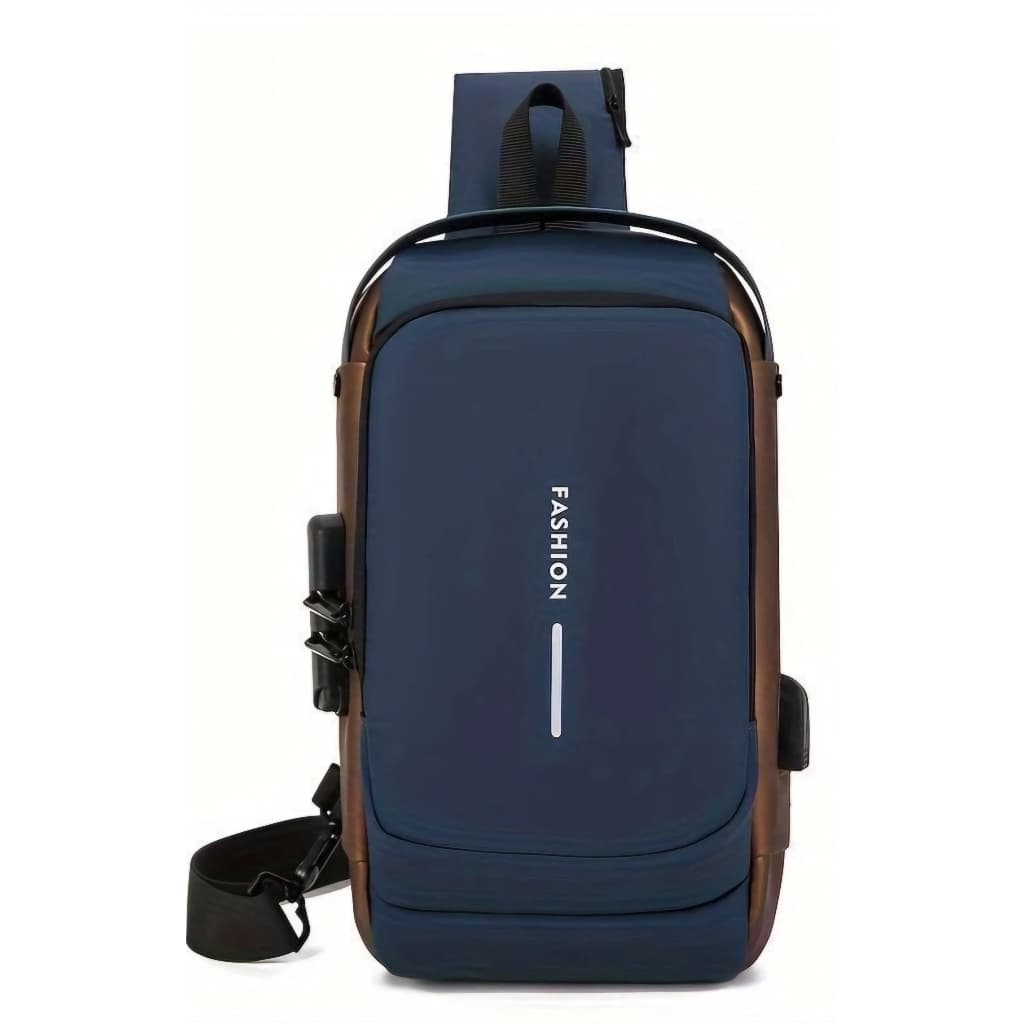Mochila Transversal de Ombro Unilateral con Saída USB a prova de d'agua Trava de Codigo