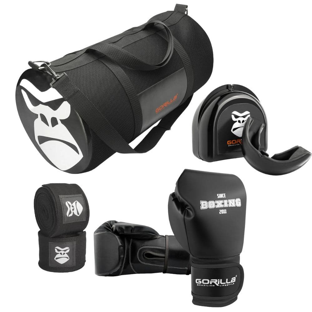 kit Luva Pro Boxe MuayThai + Bandagen Elastica  + Protetor  Bucal  + Bolsa  transversal