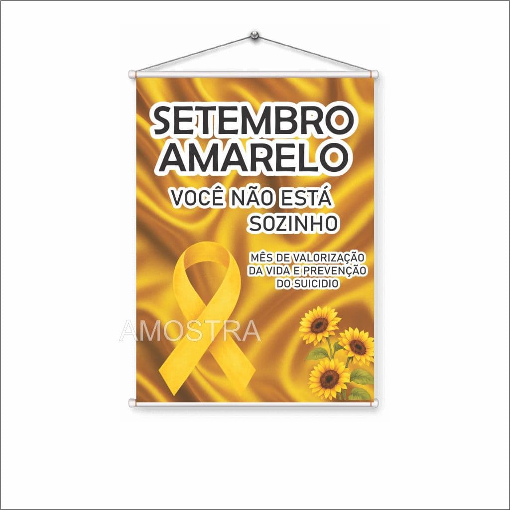 Banner Setembro Amarelo em Lona – Conscientização Valorização da Vida | Escola Igreja Evento Empresa