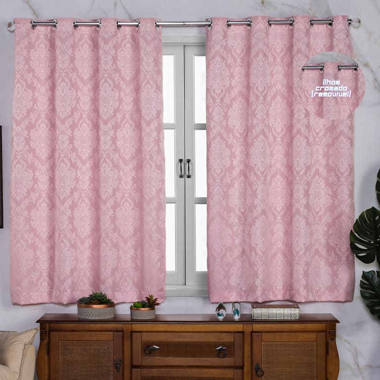 Cortina Jacquard Semi Blackout 2,00x1,30 Ideal para Sala ou Quarto para Janela Pequena
