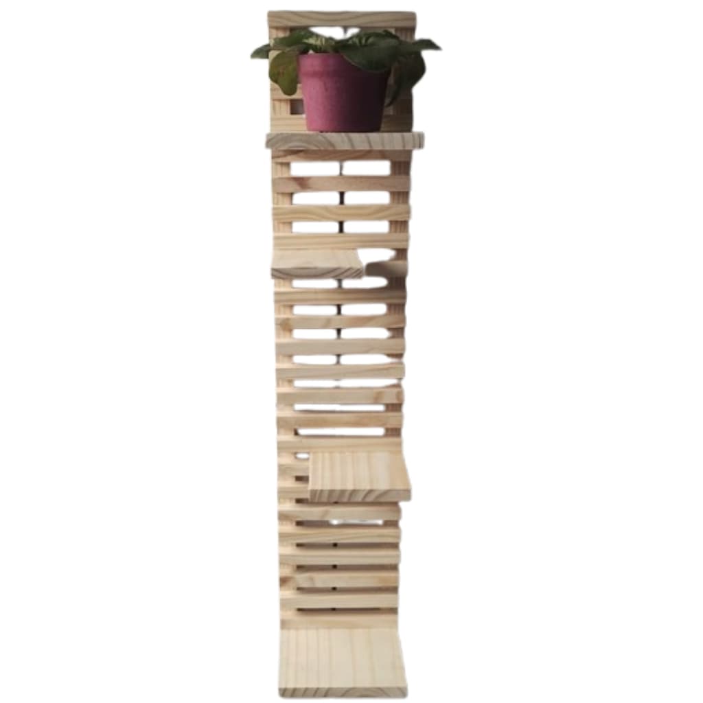 Floreira Vertical de Parede em Madeira Pinus – 100x20cm | Suporte Decorativo com 4 Prateleiras Fixas