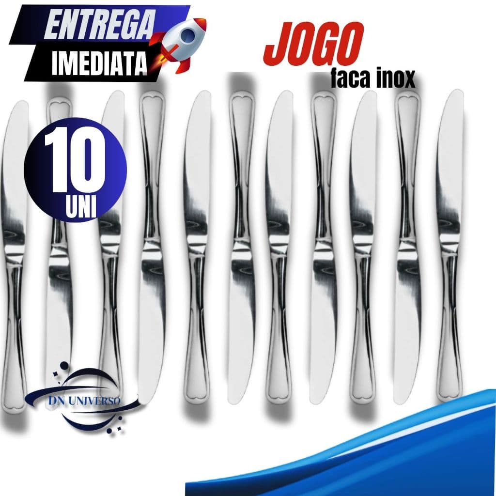 Jogo Conjunto 10 Facas Multiuso Talher Faca Aço Inox Alta Qualidade Restaurantes Lanchonetes Bares Talheres Inox Premium