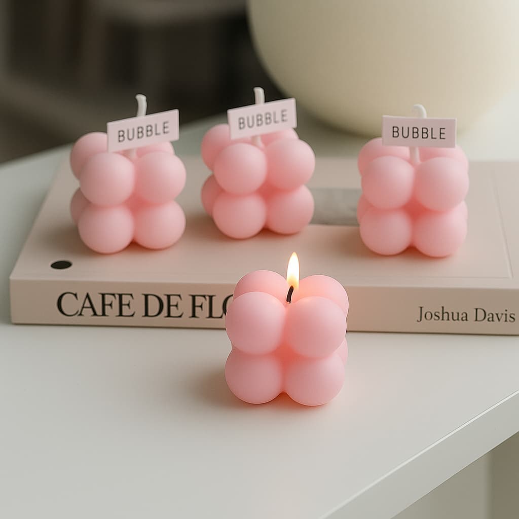 Kit 5 Velas Mini Bubble Decorativas Aromáticas Lembrancinha Festa Casamento Aniversário Mesa Premium Alta Durabilidade