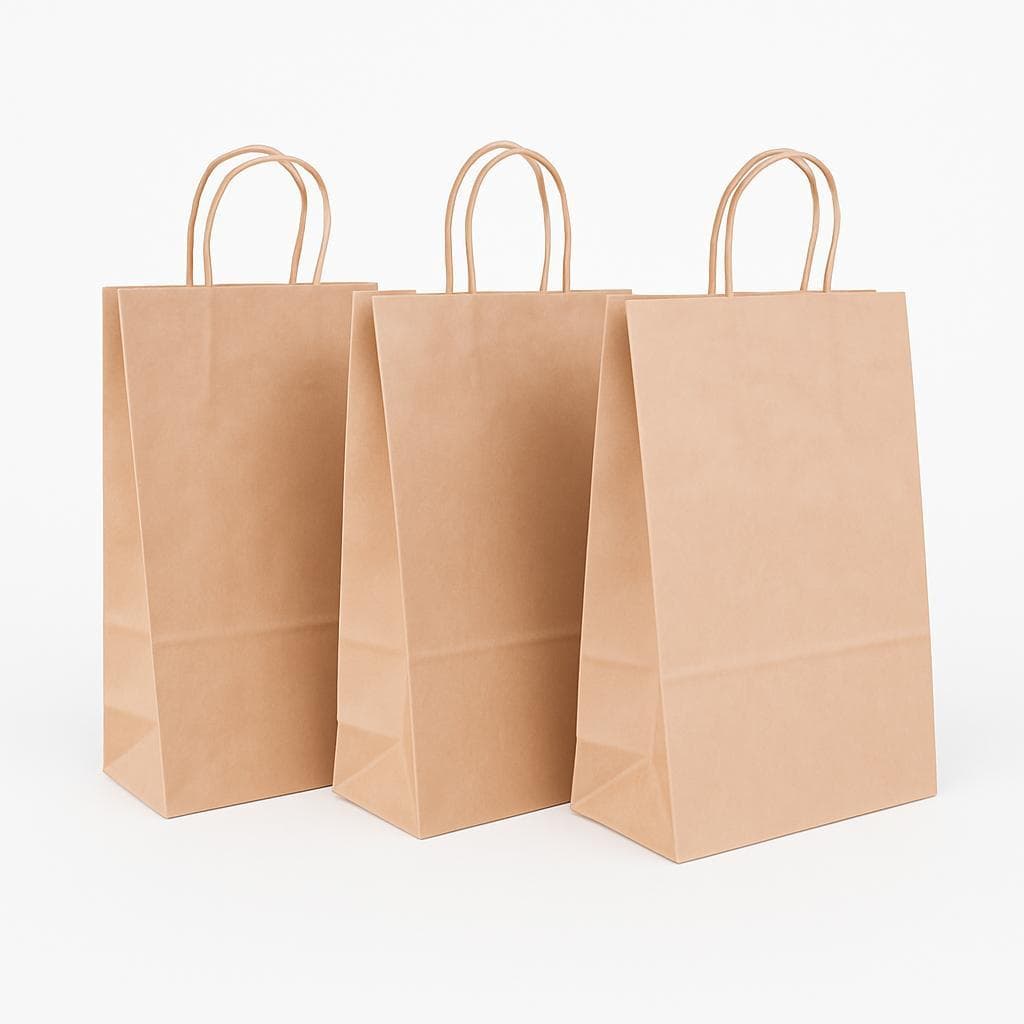 Kit Sacola De Papel Tamanho P 30x18x10,5 Cm Para Presente Kraft Lisa Na Cor Pardo -  Delivery Food com Alça