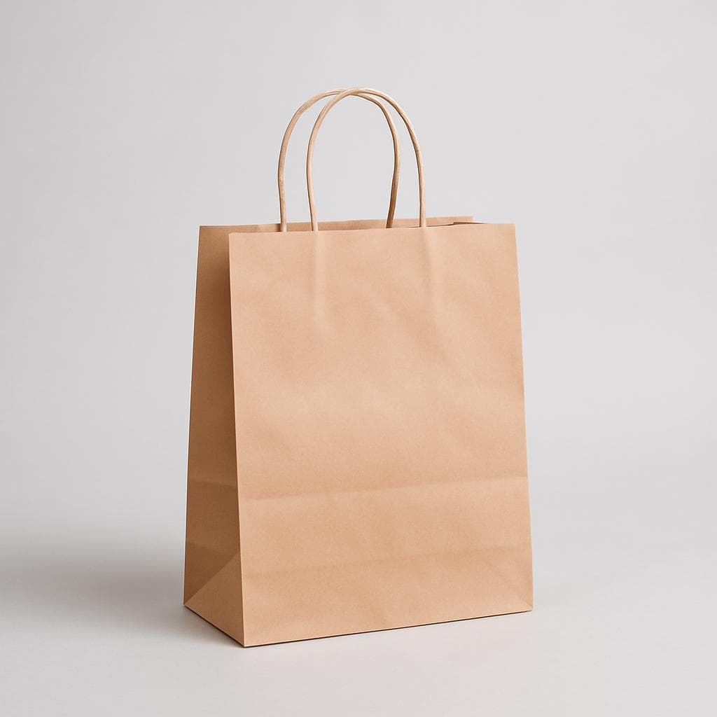 Kit Sacola De Papel Tamanho M 24x34x14,5 Cm Para Presente Kraft Lisa Na Cor Pardo - Delivery Food com Alça