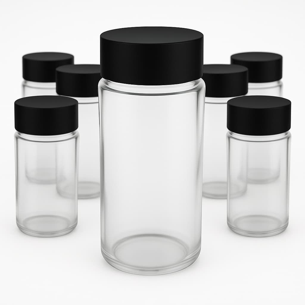 Frasco Pote Tempero 100ml - Kit com 7 vidros de 100ml com tampa plástica