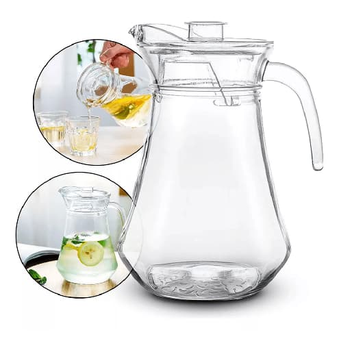 Jarra de Vidro 1,3L com Tampa – Para Água e Suco
