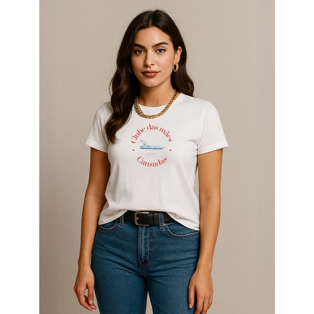Camiseta Feminina Babylook Frases Clube das Maes Cansadas Maternidade 100% Algodão Várias Cores