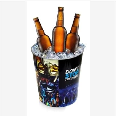 Balde Para Gelo Bebida Cerveja Multiuso Com Label 10 Litros