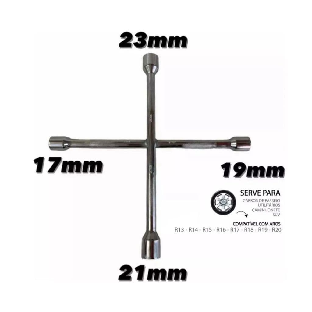 Chave De Roda Universal Cruz Aro 17 19 21 23 Carro