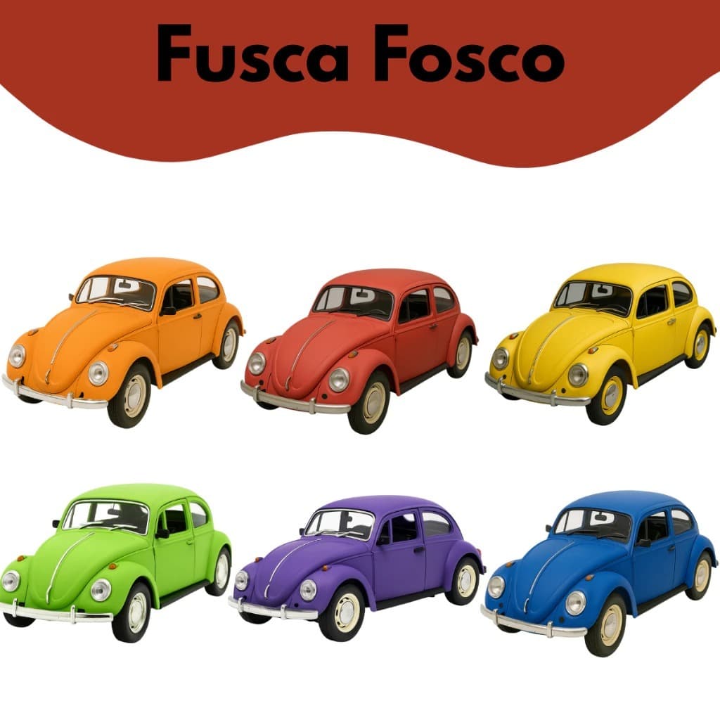 Fusca Fosco Miniatura Carrinho Metal Fusca Cores Foscas Abre As Portas e Capô