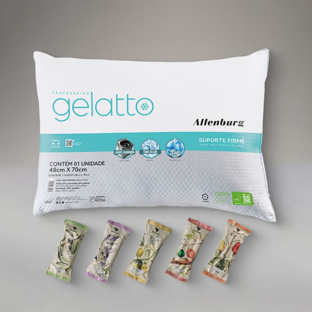 Travesseiro Altenburg Gelatto 48x70cm Toque Gelado Firme Antialérgico Suporte Firme Refrescante