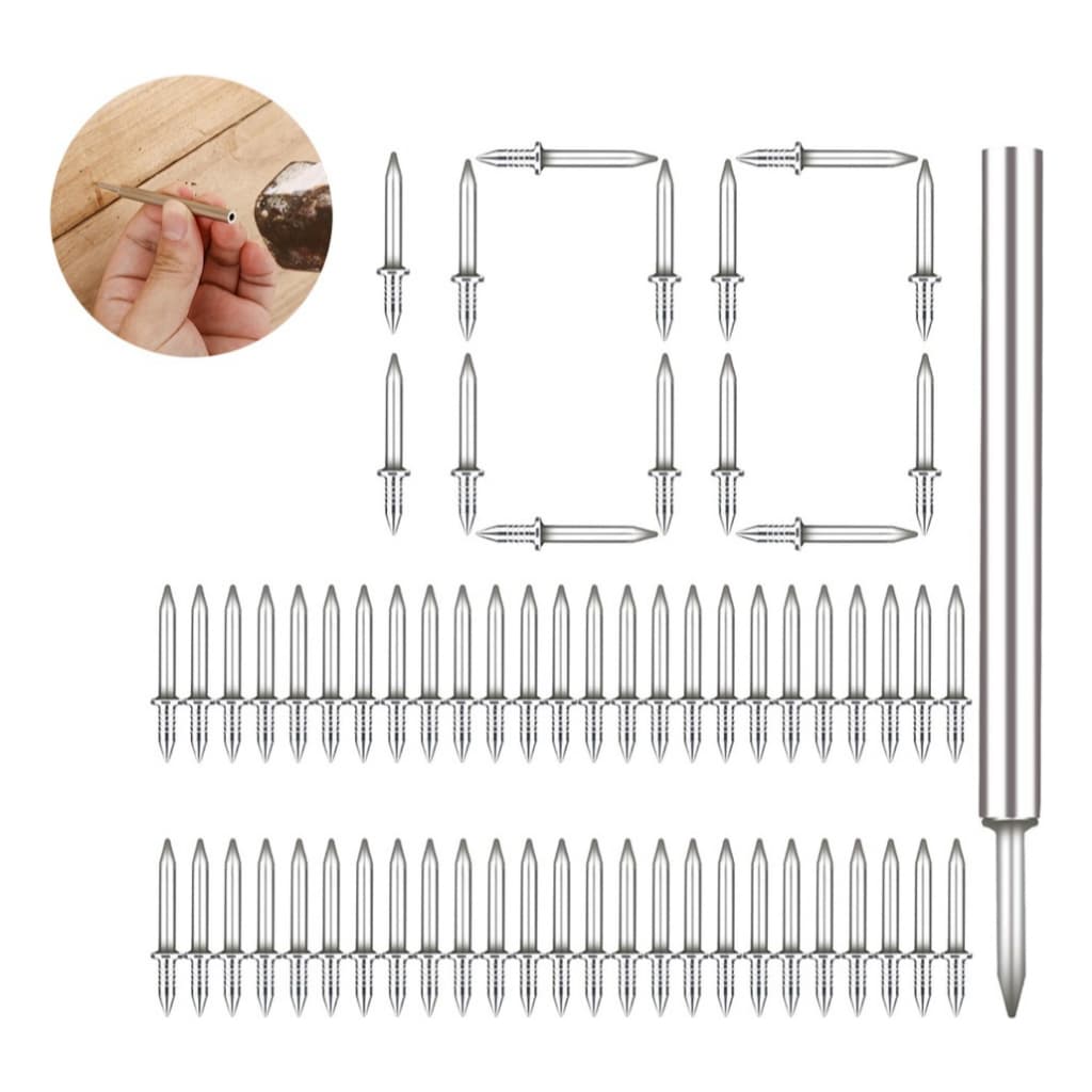 Pregos Rodapé Ponta Dupla – Kit com 100 Peças em Aço Carbono Galvanizado + Manga de Inserção