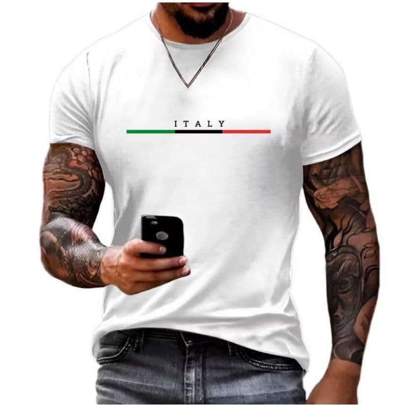 Camiseta Masculina Italy Faixa Algodão 30.1 Várias Cores