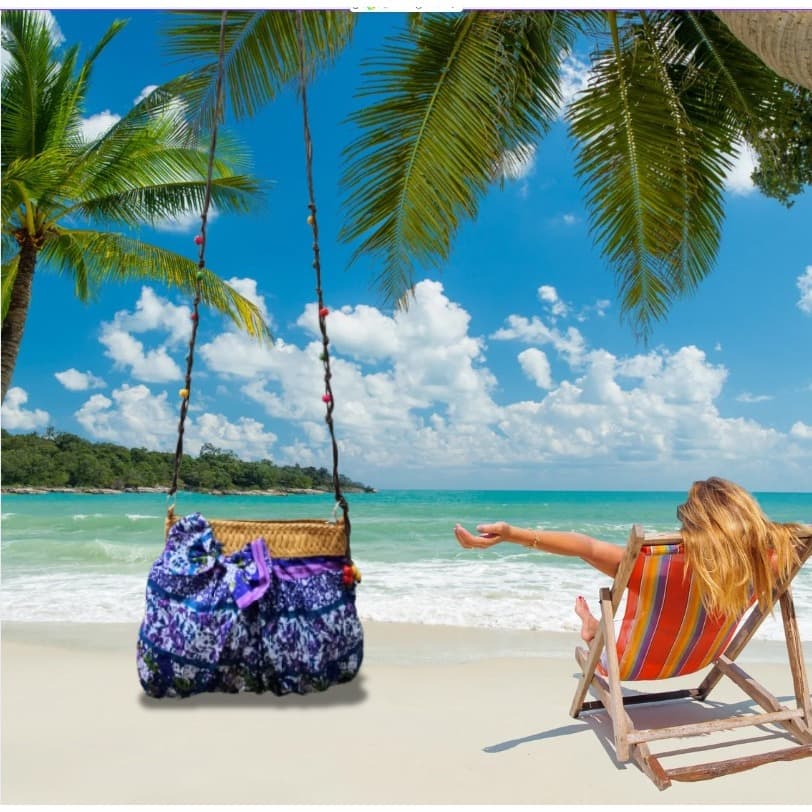 Bolsa Feminina Praia Casual Estampada Palha Tecido