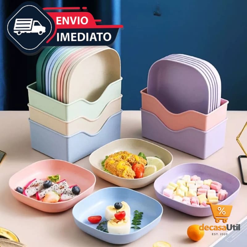Kit Conjunto 10/20/30 Pratos Com Base Plásticos Duros Reutilizaveis