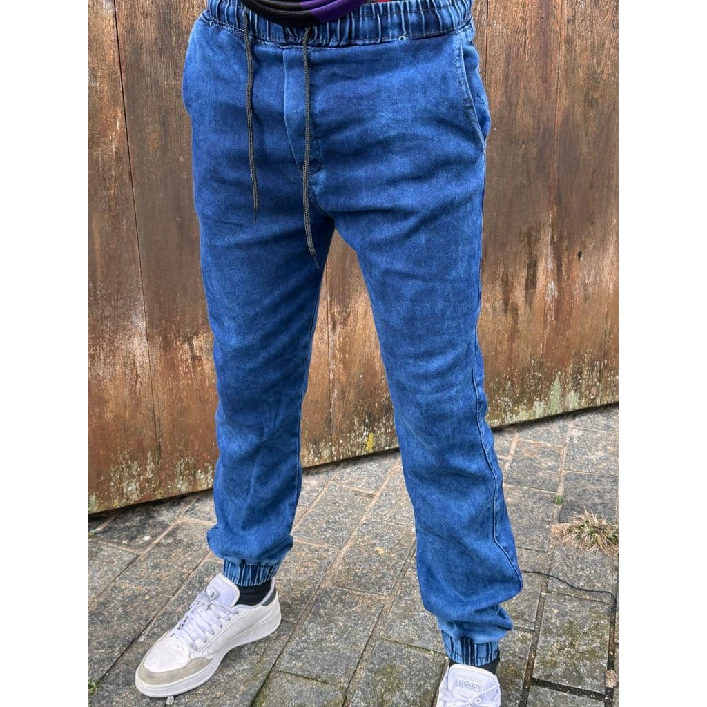 Calça Jeans Jogger Masculina Cintura Media Esportiva Super Confortável e Estilosa