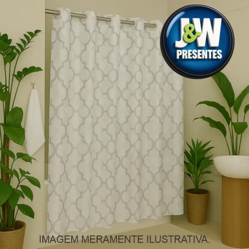 Cortina de Box  para Banheiro 1,80x1,80m EVA com Ganchos Resistente, Impermeável e Fácil de Limpar
