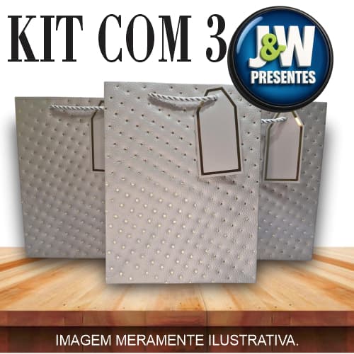 Sacola kit com 3 unidades - Bolsas Para Presente LUXO 23x18x10cm