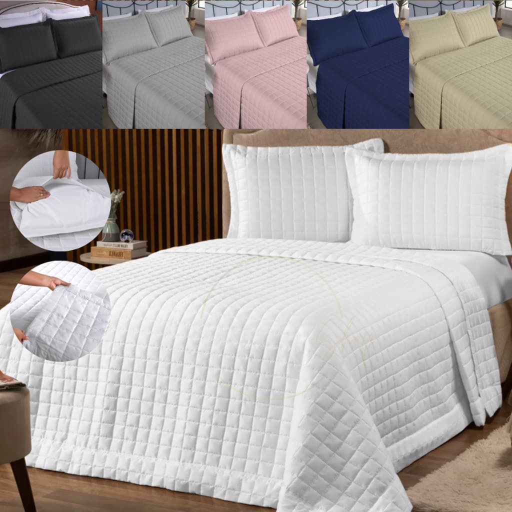 Cobre Leito 2 e 3 Peças Solteiro, Casal E Queen C/ Fronha Matelado Dupla Face Super Macio Premium