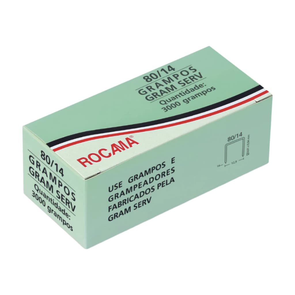 Grampo Rocama 80/14 Galvanizado  ( Caixa C/ 3000 grampos )