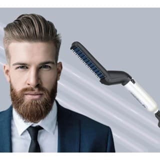 Prancha Alisadora para Homens Modelador Térmico para Barba e Cabelo Pente Alisador Masculino