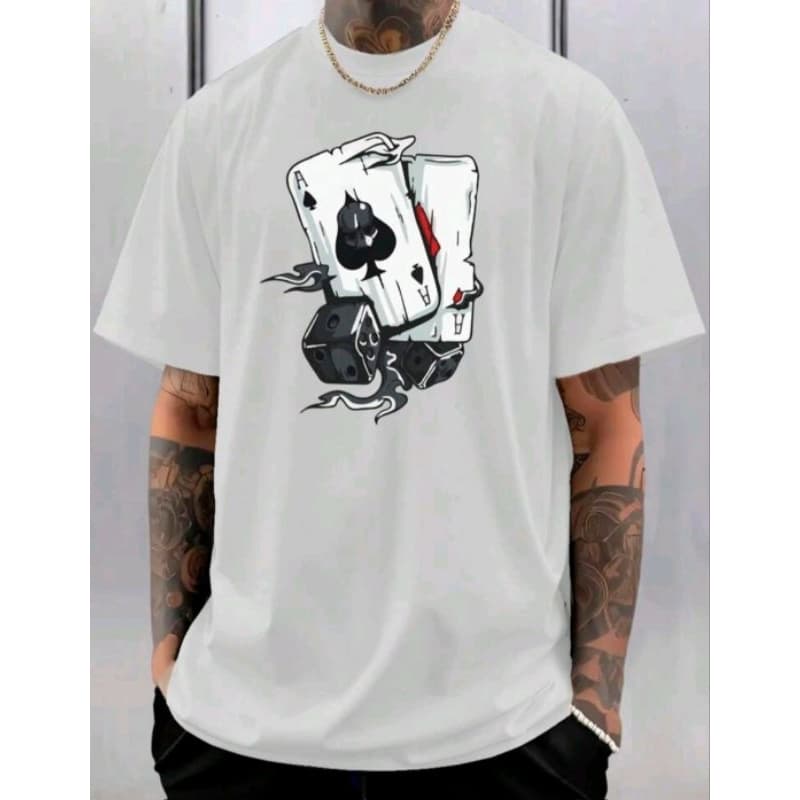 Camisa masculina Carta Baralho Espada plu size Oversized