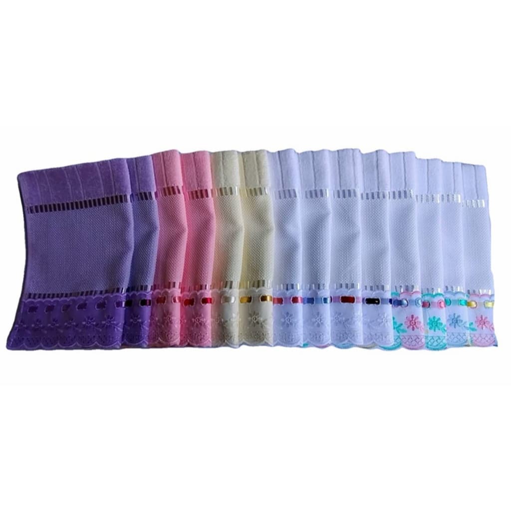 Kit 10 Toalhas De Lavabo P/ Bordar C/ Bordado Inglês - Modelo Bella - Marca Dohler