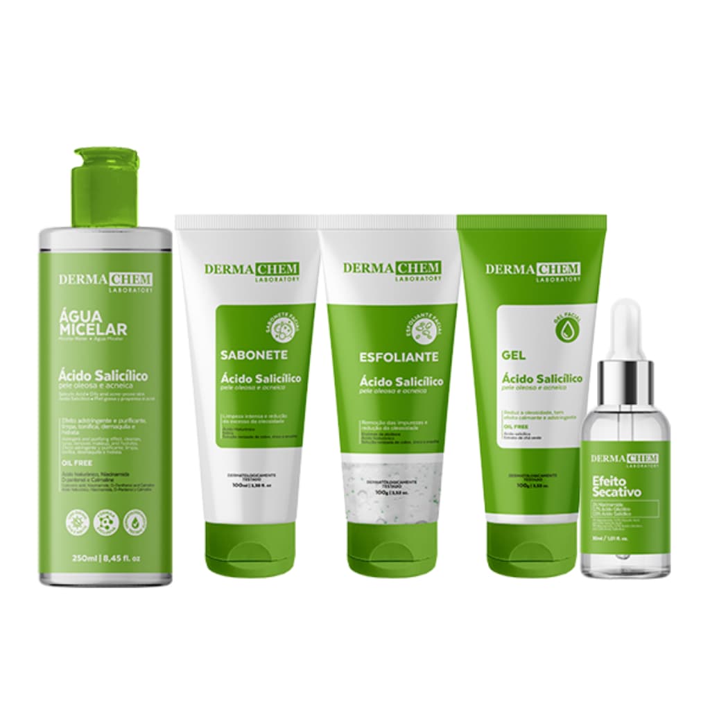 Kit Skin Care Ácido Salicílico Antioleosidade 5 Produtos
