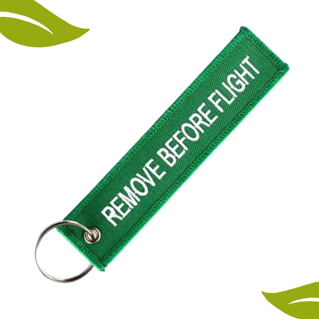 Chaveiro Remove Before Flight Bordado Verde - Envio Rapido