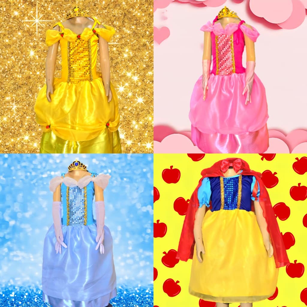 Fantasia Vestido infantil Anágua Princesa Bela Branca de Neve Cinderela Bela Adormecida Disney