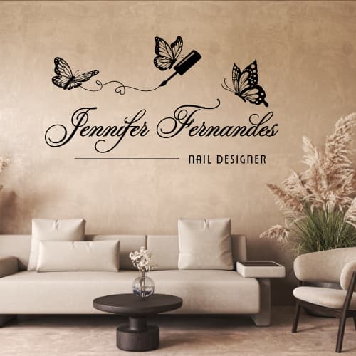 Adesivo Logo Nail Designer Borboleta