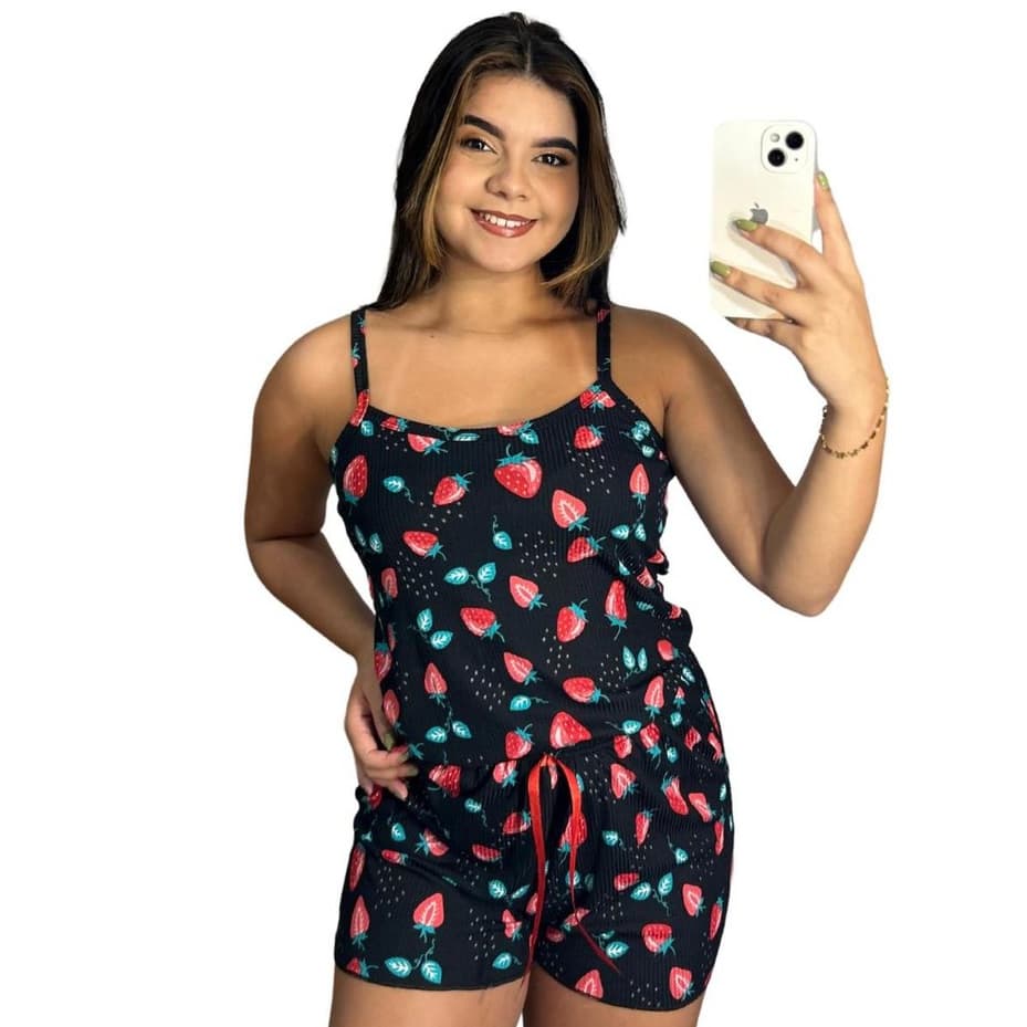 Pijama Feminino Alça Canelado