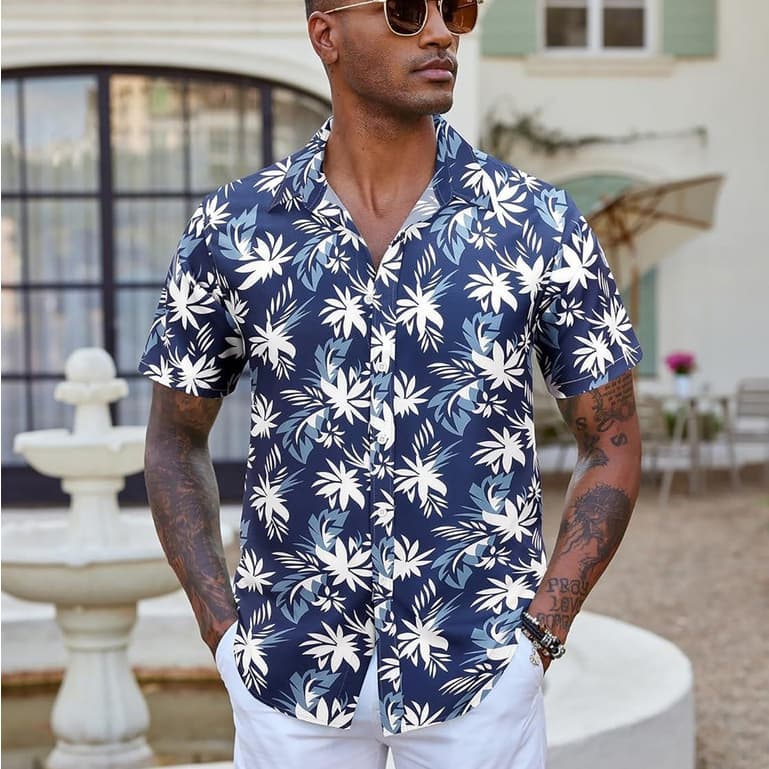 Kit2 Camisa  Masculina Social Havaí Verão Várias Cores