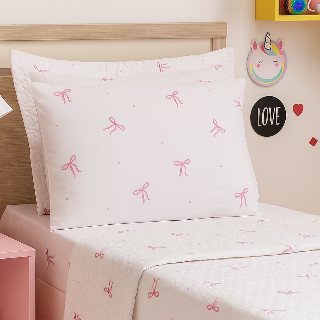 Lençol Com Elástico e Fronhas Estampado Casal Queen Percal 180 Fios