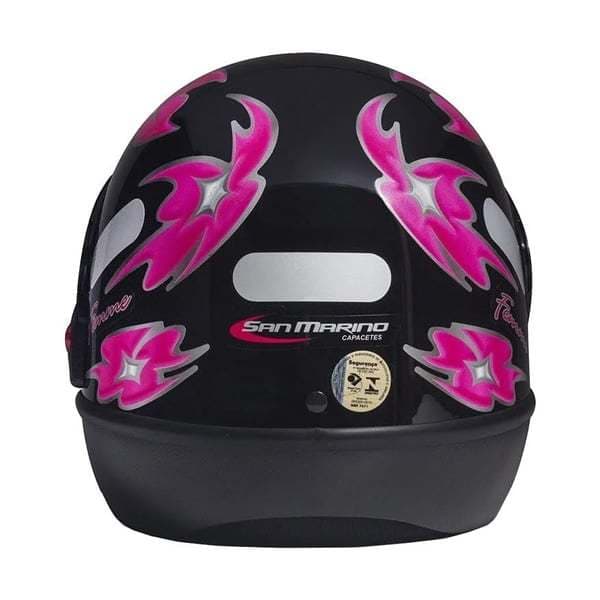 Capacete Para Moto San Marino Taurus Preto Rosa Flores 58 Homem Mulher