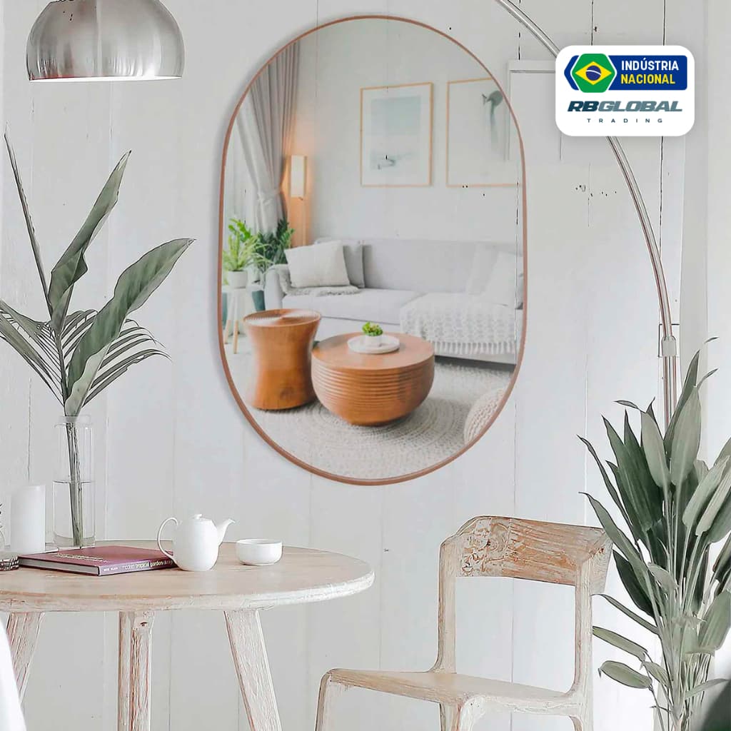 Espelho De Parede Orgânico Moderno Lapidado Decorativo para Sala Quarto Banheiro Lavabo 44x64cm